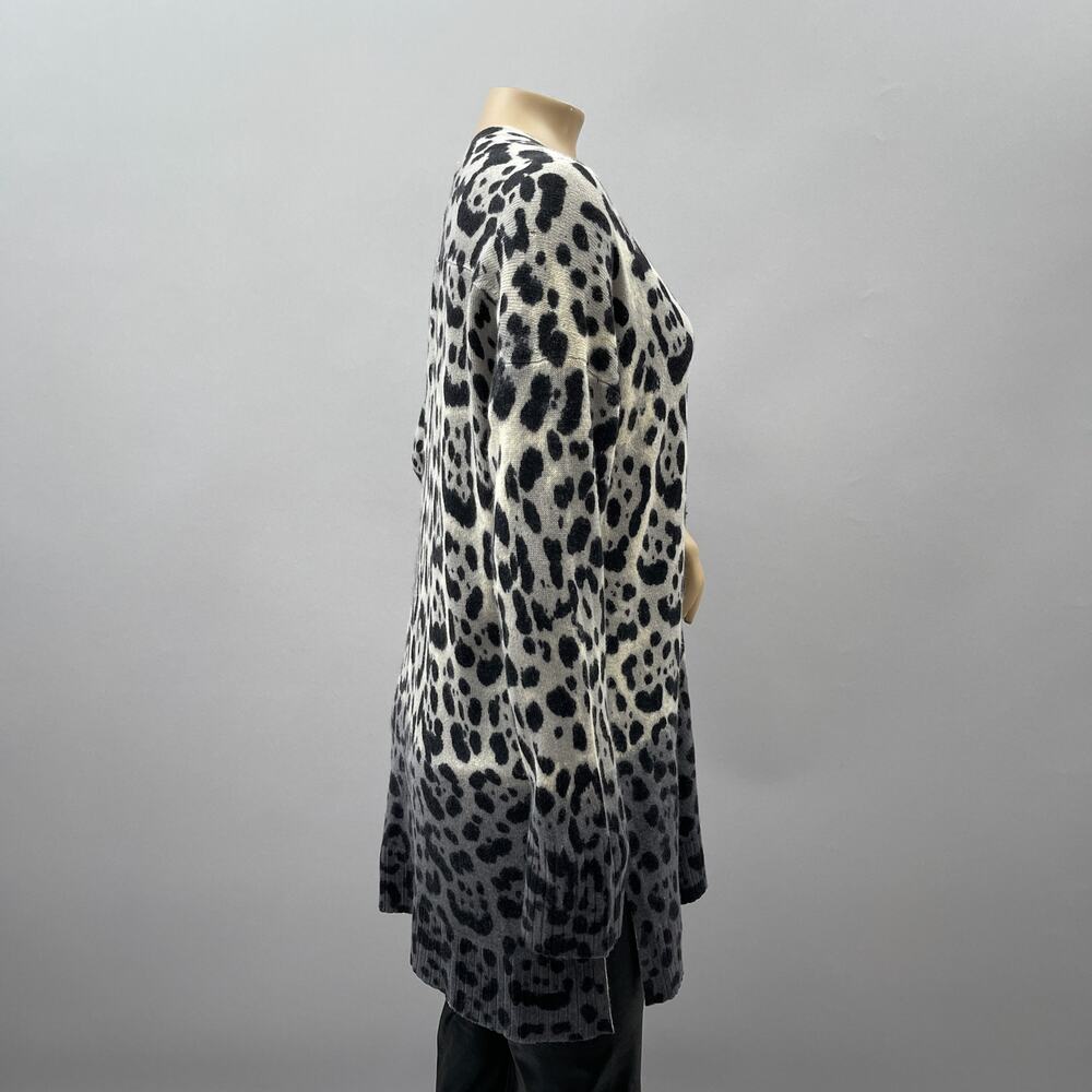 360 Cashmere Cardigan Sweater Womens S Jocelyn Leopard Dip Dye Longline Designer - Picture 6 of 11
